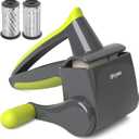 UHIYEE Patented Rotary Parmesan Cheese Grater, Hand Crank Cheese Shredder with Fine & Coarse Drums, Restaurant Quality, White, Stainless Steel & ABS, Dishwasher Safe, Gray Green