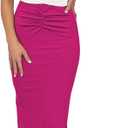 HUUSA Women's Sexy Sleeveless Cut Out Slim Bodycon Dress Crewneck Crisscross Twist Ruched Slit Ribbed Knit Tank Midi Dress (Pink, L)