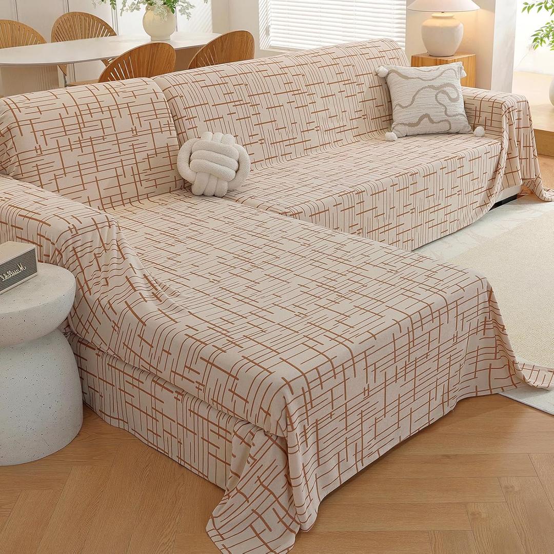 Sectional Couch Covers 2 Piece, Washable L Shaped Couch Cover Blanket for Dogs, Pet Couch Covers for Sectional Sofa, Sectional Sofa Slipcovers (X-Large: 78" x 110" + 78" x 118", Brown)