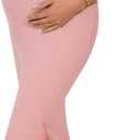 Peauty Maternity Square Neck Bodycon Dress Ribbed Maxi Maternity Dress Photoshoot Short Sleeve Baby Shower Dress (Pink) Small