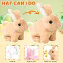 Easter Bunny Toy,Bunby Realistic Rabbit Toy,Easter Realistic Rabbit Toys,Interactive Plush Bunny,Realistic Bunny Can Walk and Talk,Lifelike Movements, Hops,Twitches & Wiggles Ears,Easter Gift(White)