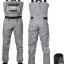 Foxelli Breathable Waders  Fly Fishing Stockingfoot Waders for Men and Women (Large, Grey)