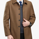 Men's Classical Bussiness Style Single Breasted Plaid Wool Coat, Size Medium 