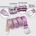 Rhinestone Belts for Women Men, Bling Studded Leather Skull Belt Western Style (Purple, M)