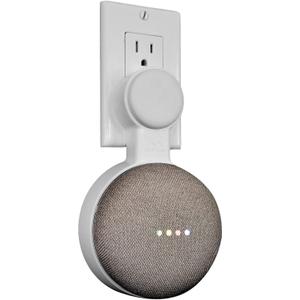 Mount Genie Affordable Essentials Google Home Mini (1st Gen) Outlet Wall Mount Hanger Stand | A Low-Cost Space-Saving Solution (White, 1-Pack)