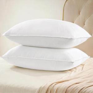UNIKOME Ultra Soft Pillows Standard Size Set of 2 - Hotel Collection Luxury 100% Cotton Cover Down Alternative Bed Pillow, Fluffy Pillows for Back, Stomach or Side Sleepers (White)