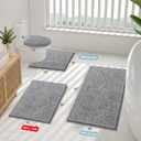 Smiry Luxury Chenille Bathroom Rugs 24x16, Extra Soft and Absorbent Shaggy Bath Mat, Machine Washable, Non-Slip Plush Carpet Runner for Tub, Shower, and Floor, Home Decor Accessories, Light Grey
