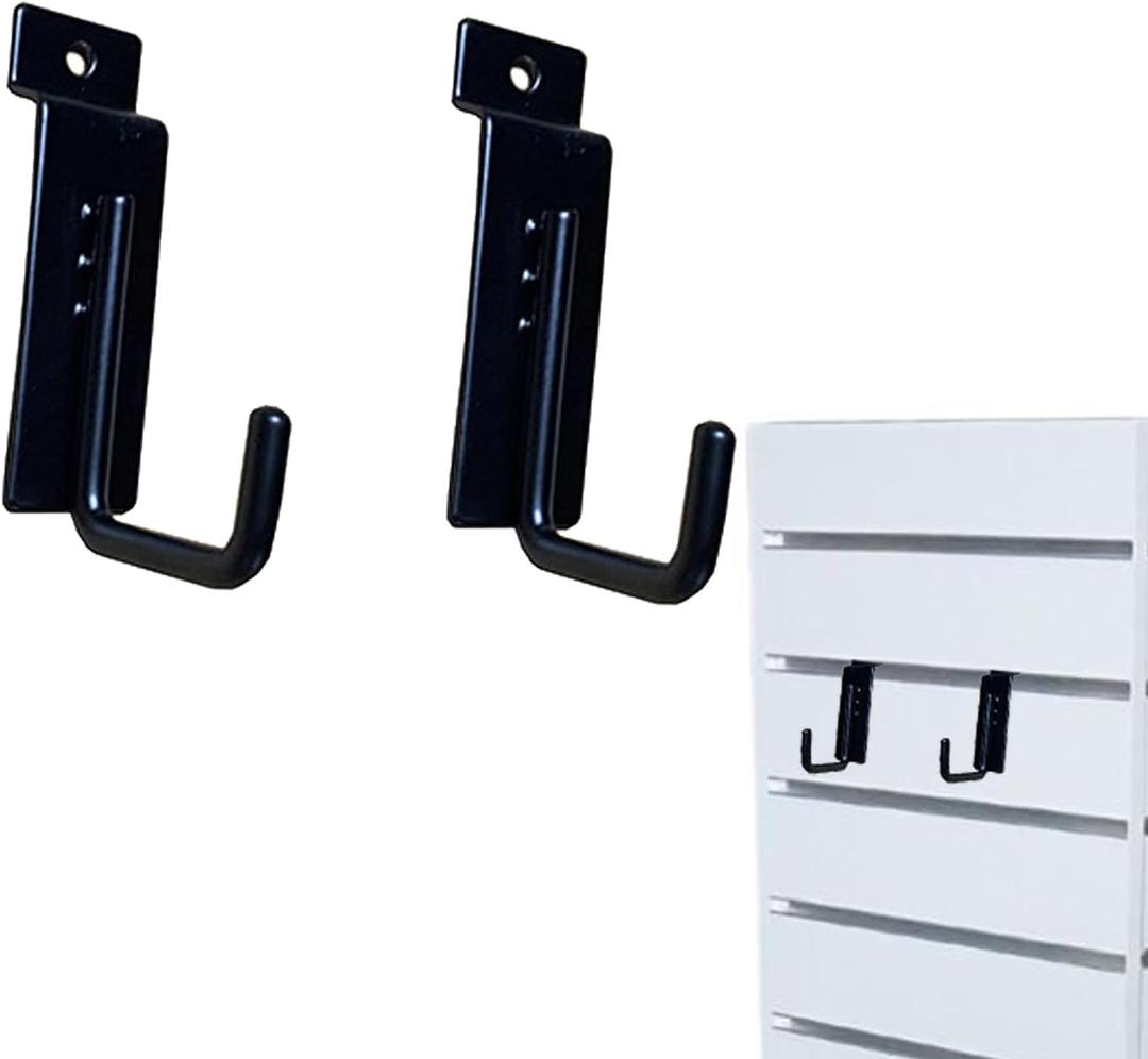 2 Pcs Slatwall Hooks J Shape Heavy Duty Hook Hangers for Display Slatboard Wall Accessories Hardware Hanging Garment Hook for Slate Panel Black 3.25 Inch