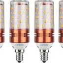 CTKcom 12W E14 LED Bulb Candelabra LED Light Bulb(4 Pack)- E14 Base T10 LED Corn Bulb,100 Watt Light Bulb Equivalent,Warm White 3000K LED Chandelier Bulb,AC85-265V 1200LM LED Lights Bright White(Gold)