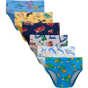 Little Boys Briefs Dinosaur Shark Truck Space Toddler Kids Baby Underwear 6/3-Pack, 6Y