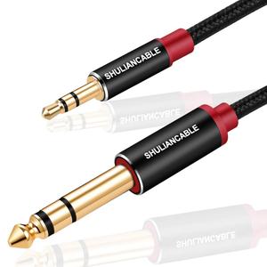 SHULIANCABLE 3.5mm to 6.35mm Stereo Audio Cable, 6.35 1/4" Male to 3.5 1/8" Male TRS Stereo Audio Cable for Guitar,iPod, Laptop, Home Theater Devices,Smartphones,and Amplifiers (10Ft/3M)