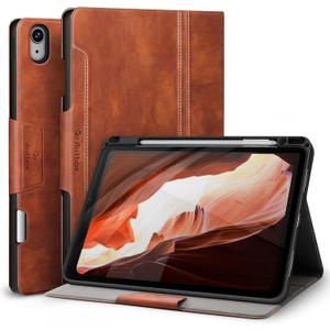 Antbox Case for iPad Air 11-inch M3 (2025) / M2 (2024), iPad Air 5th/4th Generation 10.9'' Vegan Leather with Pencil Holder Typing Angle Auto Sleep/Wake Muti-Stand (Brown)
