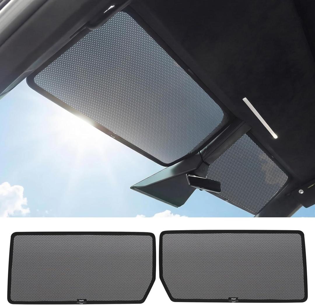 Cybertruck Windshield Sun Shade for 20242026 Tesla Cybertruck, Custom Fit Front Window Mesh Sunshade, Breathable Black Perforated Fabric, Reduces Glare & Heat, Easy Install Sun Protection Accessory