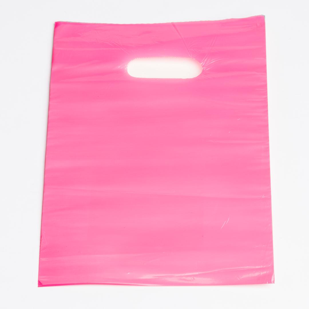 9x12 Hot Pink Die Cut Handle Plastic Shopping Bags 100 pcs