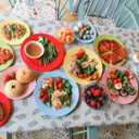 POSATE 60PCS Colorful Disposable Plastic Plates, Heavy Duty Plates for Wedding/Party, 30PCS Dinner Plates 10.25 and 30PCS Dessert/Salad Plates 7.5, Colorful Plates for Party Event