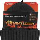 Heat Logic Men Double Layer Knit Beanie, Thick Thermal Skull Cap, Knitted Cuffed Soft Warm Hat, Winter Warm Cap for Adults (Black)