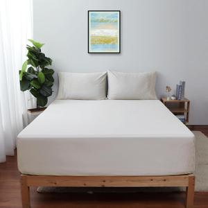 Full Size Fitted Sheet Only Light Beige, 100% Egyptian Cotton 600 Thread Count, 16" Deep Pocket Premium Cotton Mattress Sheet (1 Bottom Sheet Only)
