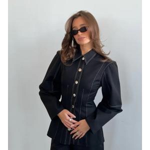WEWOREWHAT Structured Balloon Sleeve Shirt Black XS