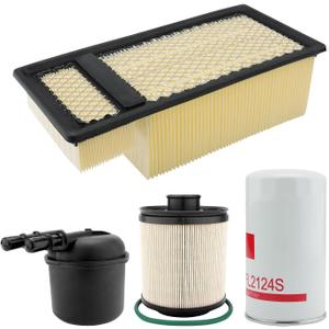6.7L Engine Filter Kit, FL2124S Oil Filter FD4615 Fuel Filter FA1902 Air Filter, Compatible With 2011-2016 Ford F250/F350/F450/F550 Super Duty V8 Diesel Engines, Replaces# FL2051S