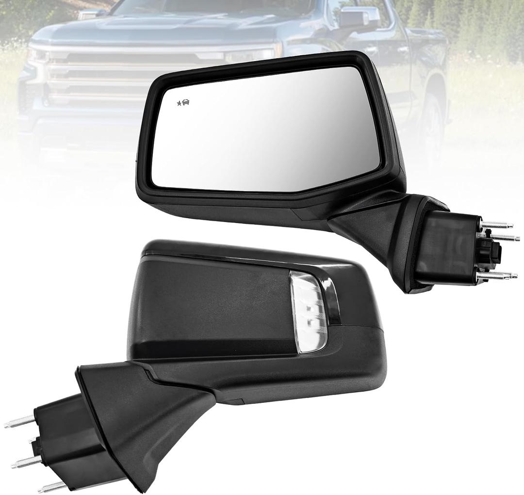 Left Driver Side Mirror Replacement for Chevy Silverado 1500 2019-2024 7pins Power Heated Glass Manual Folding with Turn Signal Light Blind Spot 84823221 GM1320680
