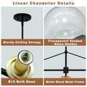 Modern Linear Chandelier Black and Gold Dining Room Light Fixture Glass Globe Modern Linear Chandelier with Seedes Glass Shade 6 Lights for Farmhouse Kitchen Bar Length 51.58 Inch