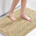 Ultra Soft Texture Chenille Plush Bath Rugs Floor Mats, Hand Tufted Bath Rug Non Slip Microfiber Door Mat for Kitchen/Entryway/Living Room, Beige,  29L x 20W 