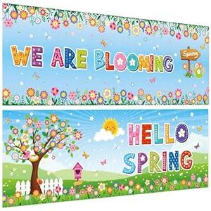 2 Pcs Bee Classroom Decorations Banner Bumble Bee Sunflower Banner Daisy Flower Sign Classroom Decorations Posters Cutouts For Spring Summer Wall Decor