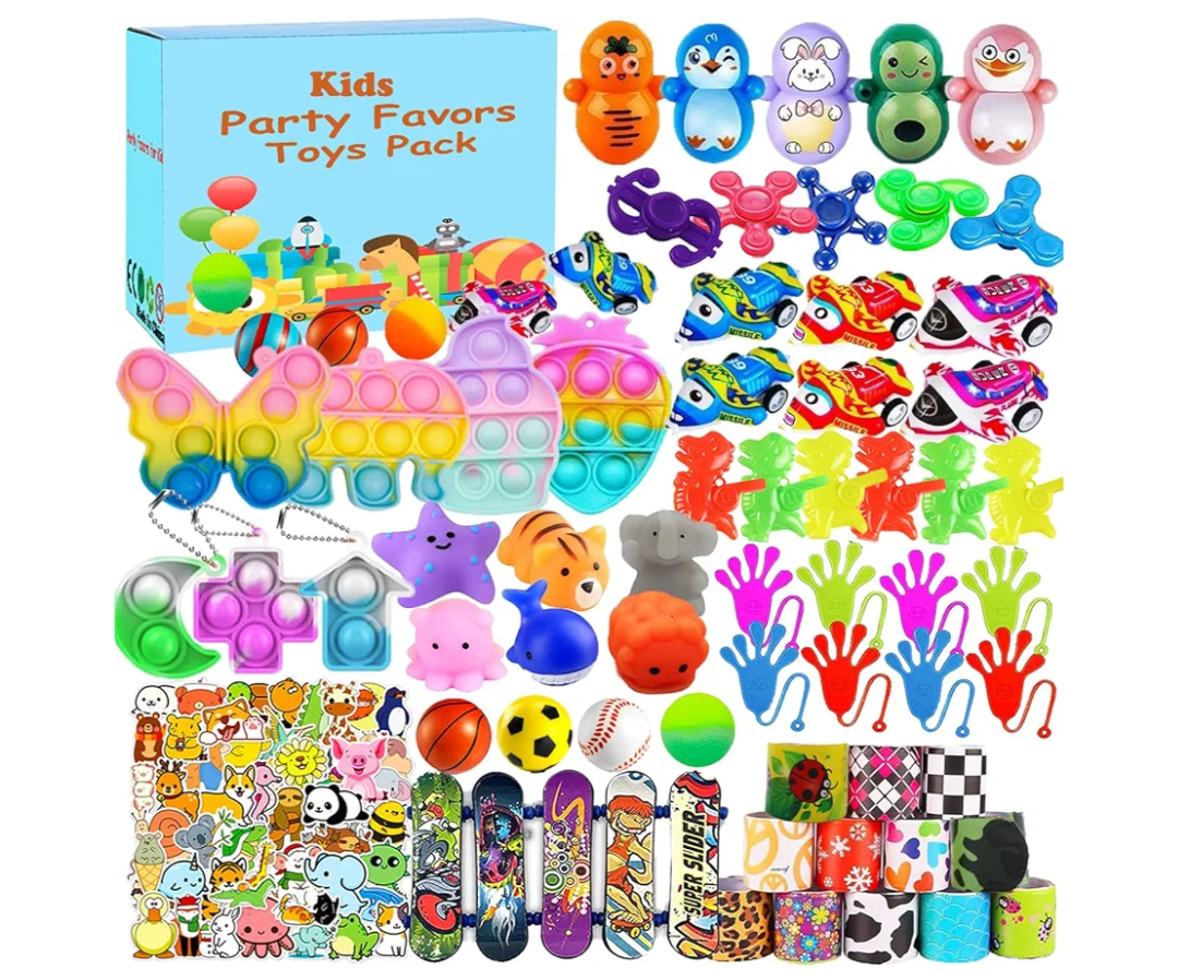 Beilunt 117 Pack Party Favors Toy Easter Egg Filler, Treasure Box Toys for Classroom, Carnival Prizes School Classroom Rewards Pinata Stuffers Goodie Bags Bulk Toys