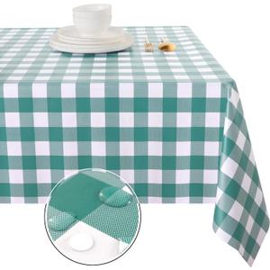 Obstal 100% Waterproof PVC Table Cloth, Oil-Proof Spill-Proof Vinyl Rectangle Tablecloth, Wipeable Table Cover for Outdoor and Indoor Use,Green Teal,54 x 78 Inch