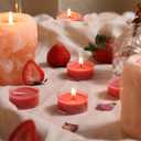DEVI Strawberry Cream Scented Tea Lights Candles 96 Pack, 3.5-4 Hours Natural Palm Tea Candles Bulk for Home Scented, Red Small Votives with Essential Oils for Home Aromatherapy, Valentine Decorations