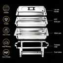 Chafing Dish Buffet Set 4 Packs,9 Quart Stainless Steel Foldable Rectangular Chafing Full Size Food Pan,Chafing Servers With Covers buffet servers and food warmers for parties wedding outdoor banquet