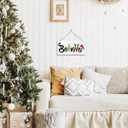 Believe Christmas Sign, Cartoon Characters Pattern Winter Home Wooden Hanging Decor, Indoor Christmas Wood Wall Hanging Sign for Living Room Bedroom Decor 7 x 14 Inches