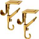 Fireplace Stocking and Garland Hanger, 2 in 1 Mantel Hangers for Garland, No Drill, Heavy Duty Adjustable Garland Hangers for Mantle, Christmas Mantle Garland & Stocking Holder (Gold, 2PCS)