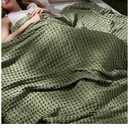 Bedsure Cooling Cotton Waffle Queen Size Blanket - Lightweight Breathable Blanket of Rayon Derived from Bamboo for Hot Sleepers, Luxury Throws for Bed, Couch and Sofa, Green, 90x90 Inches