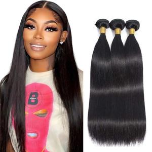 Straight Human Hair Bundles 28 30 32 Inch Unprocessed Brazilian Virgin Straight 3 Bundles Human Hair Natural Black