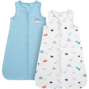 DaysU Baby Sleep Sack 18-24 Months 100% Cotton, Baby Boy Wearable Blanket 2-Way Zipper TOG 0.5, Breathable Lightweight Baby Sleeping Bag 2 Pack, Toddler Sleep Sacks 2t, Dinosaur, X-Large