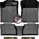 2014-2021 Toyota Tundra Double Cab/Crew Max Cab Floor Mats, All-Weather 3D Custom Fit Car Floor Liners for 1st & 2nd Rows, Anti-Slip Rubber Mats w/Detachable Weather Strips, Odorless & Easy to Clean