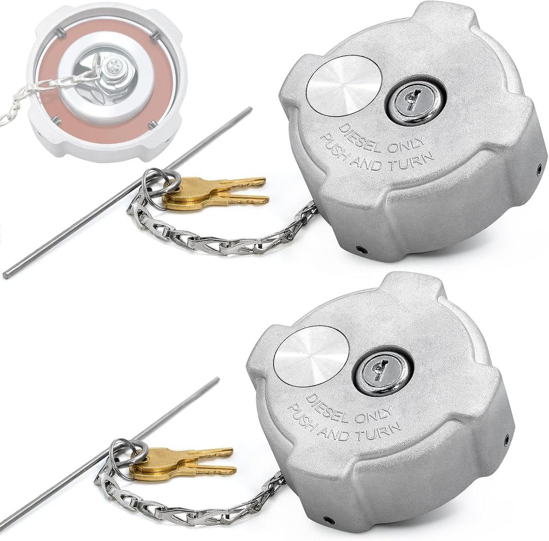 LOBIUTIYA 2 Pack 3" Female 1/ 4 Turn Locking Fuel Tank Cap, Compatible with Freightliner Century 112, Cascadia 125, Columbia 112 120, Aluminum Truck Gas Cap, Replace 03-37017-000 03-37017-002 572.1018