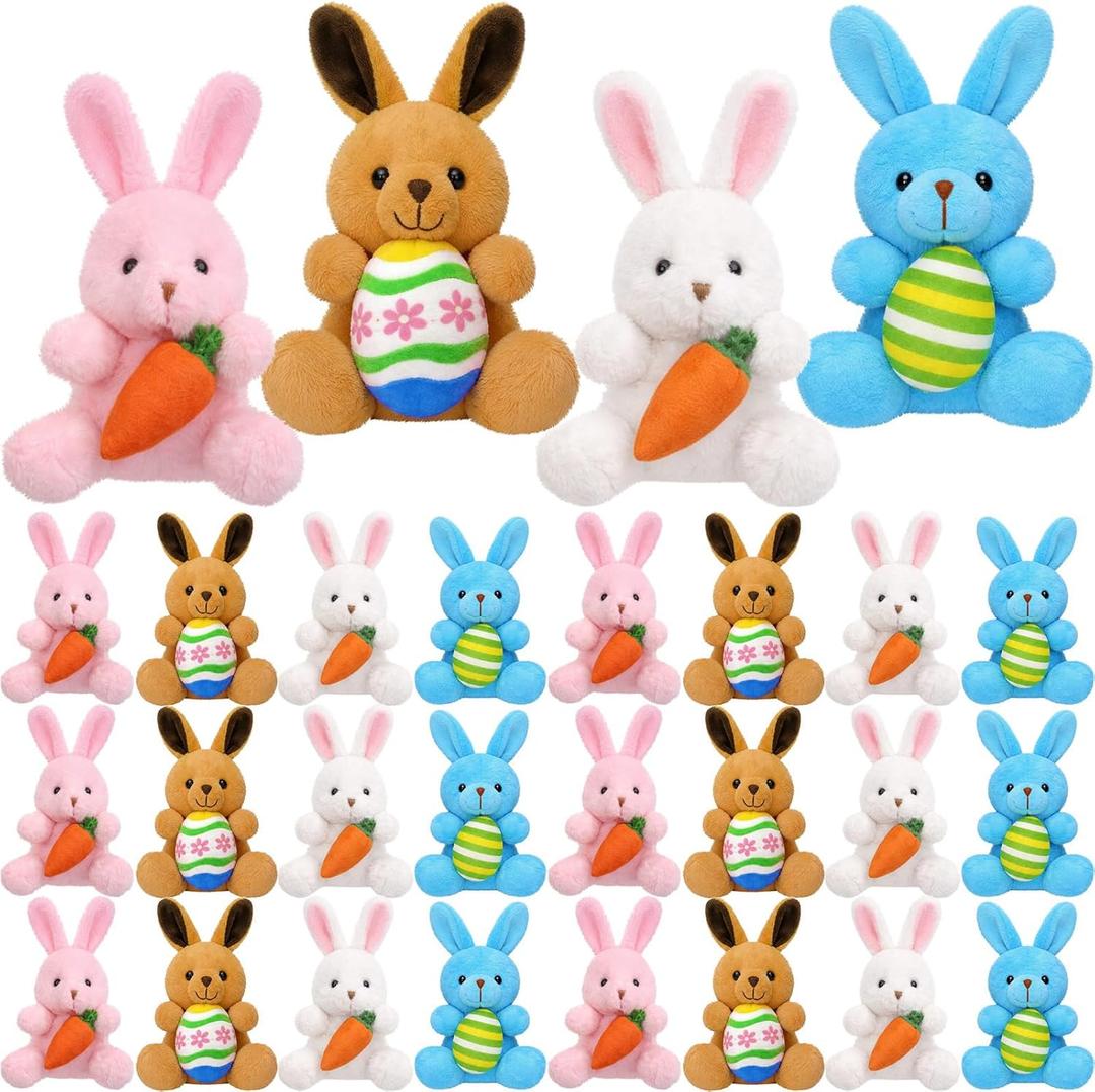 Wettarn 36 Pack 4 Inch Easter Mini Plush Bunny Toys Assorted Colors Rabbit Animal Stuffed Toys Perfect for Easter Egg and Basket Fillers Party Favors and Decorations(Lovely)