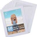 Somime 10 Pack Pre-Cut 16x20 White Picture Mats for 12x16 Photos - White Core Bevel Cut Frame Matte, Acid Free, Ideal for Frames/Artwork/Prints