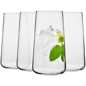 Krosno Water Glasses, Set of 4, Capacity 20 fl oz, Infinity Collection, Thin Highball Glasses,Clear Tall Glass Cups For Water, Juice, Drinks, and Cocktails, Dishwasher Safe, Made in Europe