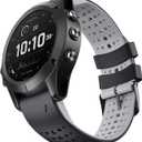 NotoCity for Fenix 6/Fenix 6 Pro 22mm Width Soft Silicone Band for Garmin Fenix 8/8 Pro 47mm/Fenix 7/Fenix 6/Fenix 5/Fenix 5 Plus/Fenix 6 Pro/Forerunner 935/945/955/965/Approach S60/S62 (Black-Gray)