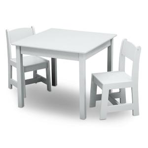 Delta Children MySize Kids Wood Table and Chair Set (2 Chairs Included) - Ideal for Arts & Crafts, Snack Time, & More - Greenguard Gold Certified, Bianca White, 3 Piece Set