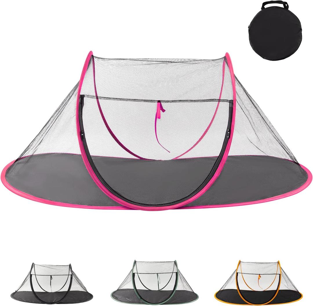 Outdoor Cat Enclosures, Portable Cat Tent for Bearded Dragon, Dogs and Small Animals, Cat Outdoor Tent with Foldable Bag, (Rose Red)