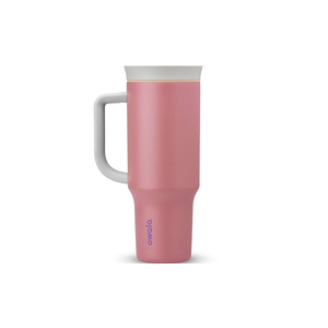 Owala Stainless Steel Triple Layer Insulated Travel Tumbler with Spill Resistant Lid, and Carry Handle, BPA Free, 40 oz, Dusty Pink (Yoga Rose)