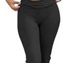 ANRABESS Lounge Sets for Women 2 Piece Foldover Yoga Flare Leggings Pants Crop Tops Casual Y2K Outfits Matching Tracksuit Set, XXL, Black