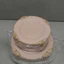 102PCS Pink Plastic Plates - Pink and Gold Plate - Heavyweight Disposable Plate with Gold Rim - Fancy Dinner & Dessert Plates for 51 Guests Weddings & Parties
