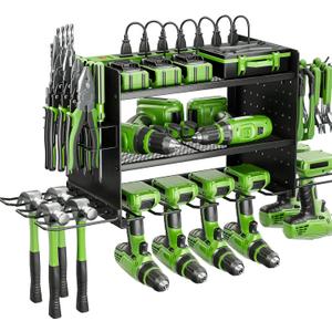 Power Tool Organizer, 3 Layer 8 Drill Holder Wall Mount, Tool Shelf and Storage Rack for Garage Organization, Gifts for Him Men Dad Husband Anniversary Fathers Day, Cool Gadget Stocking Stuffer