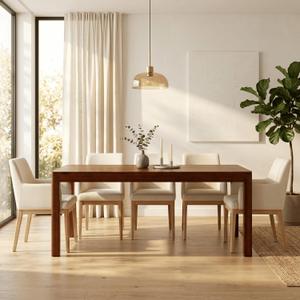 NTC Flow 71 Inch Modern Design, Rectangular Dinner Table for Dining Room, Living Room Furniture, Effortless Assembly, Dark Walnut