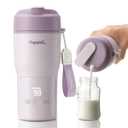 Papablic Portable Bottle Warmer, 85W Fast Baby Bottle Warmer for Travel & Home, Heats Breastmilk & Formula & Water, 4 Temperature Settings, Wide Mouth, Fits Car Cup Holder (Purple)